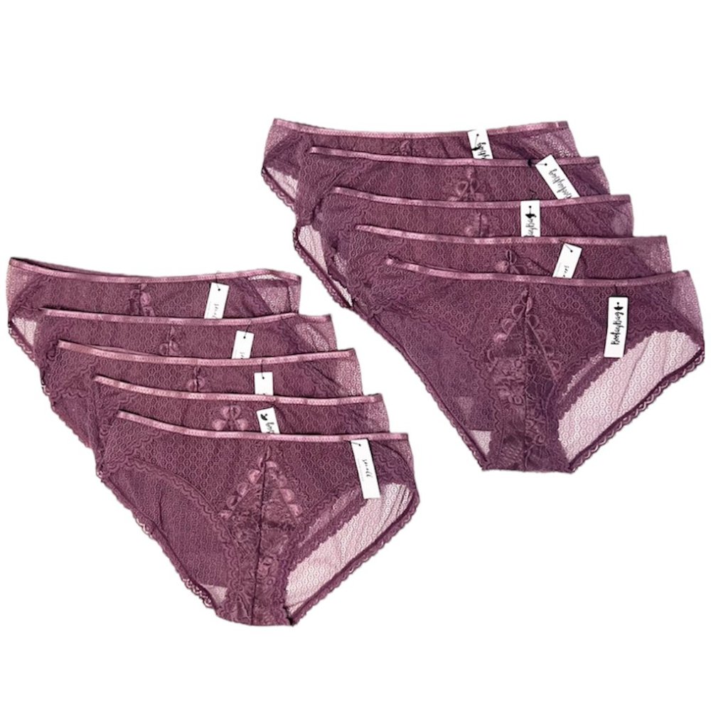 10 for $20 BOOTAY BAG Burgundy Lace Bikini Hipster Panty Women's SMALL